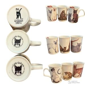 3 Roy Kirkham bone China cat mugs